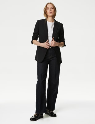 

Womens M&S Collection Wool Blend Straight Single Breasted Blazer - Black, Black