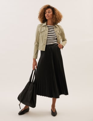 Pleather pleated maxi outlet skirt