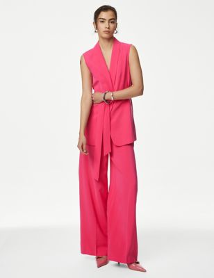 Satin Tailored Wide Leg Trousers - CZ