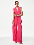 Satin Tailored Wide Leg Trousers