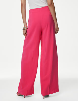 Satin Tailored Wide Leg Trousers