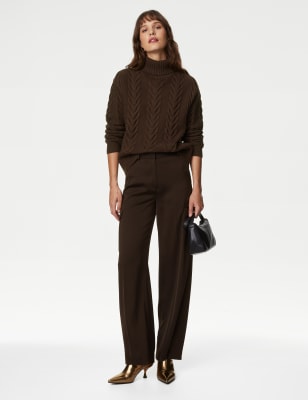 

Womens M&S Collection Cargohose aus Satin mit weitem Bein - Bitter Chocolate, Bitter Chocolate