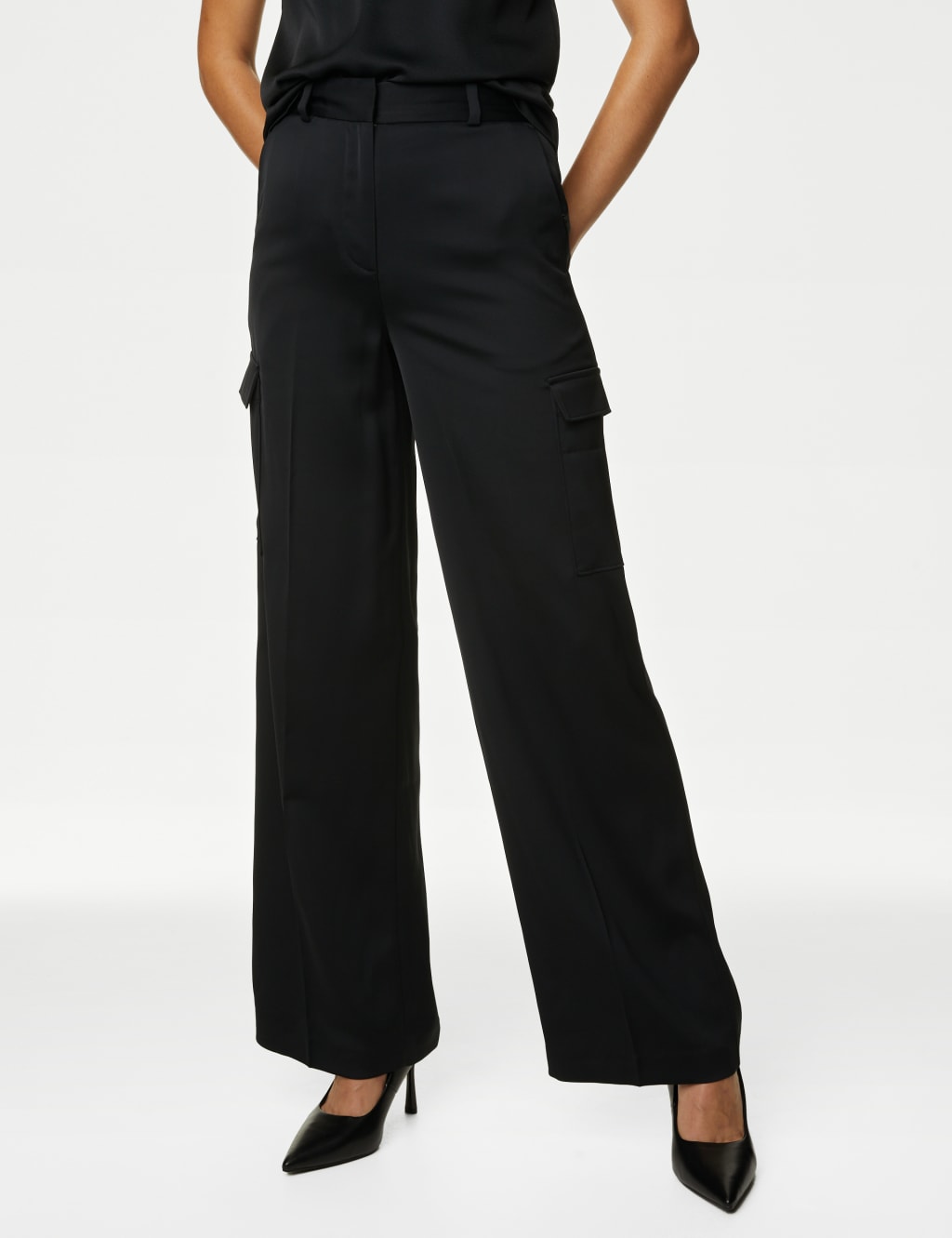 Satin Cargo Wide Leg Trousers image 2