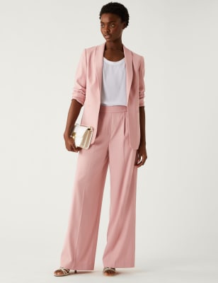 Twill High-Waist Wide Leg Pant with Removable Sash - 33