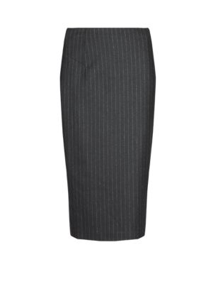 Luxury New Wool Blend Pinstriped Pencil Skirt with Cashmere | M&S ...