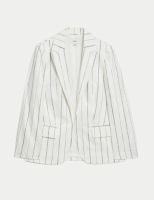 Linen Rich Relaxed Striped Blazer 1 of 6