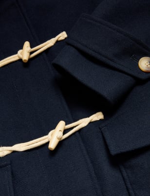 

Womens M&S Collection Dufflecoat mit Kapuze aus Wolle - Midnight Navy, Midnight Navy