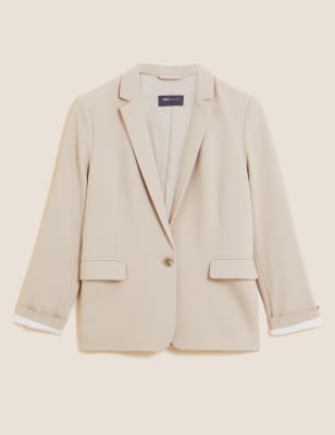 

Womens M&S Collection Schmal geschnittener, einreihiger Blazer - Sand, Sand