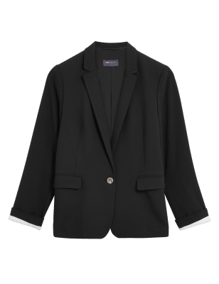 

M&S Collection Blazer ajustado de botonadura simpleWomens - Black, Black
