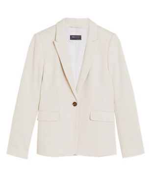 

Womens M&S Collection Jersey Slim Single Breasted Blazer Jacket - Buff, Buff