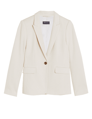 

M&S Collection Chaqueta blazer ajustada de punto de botonadura simpleWomens - Buff, Buff