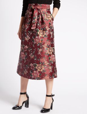 Rose Jacquard A-Line Skirt