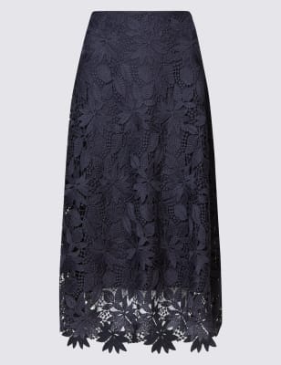 Floral Lace A-Line Midi Skirt | M&S Collection | M&S