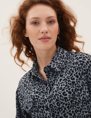 

M&S Collection Cubrecamisas de punto de jacquard con estampado animalWomens - Grey Mix, Grey Mix