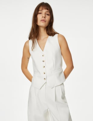 

Womens M&S Collection Auf Figur geschnittene Weste - Ivory, Ivory