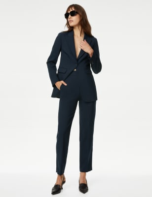 

Womens M&S Collection Zip Detail Straight Leg Trousers - Navy, Navy