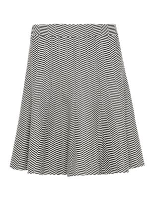 Knee Length A-Line Herringbone Skater Skirt | M&S Collection | M&S