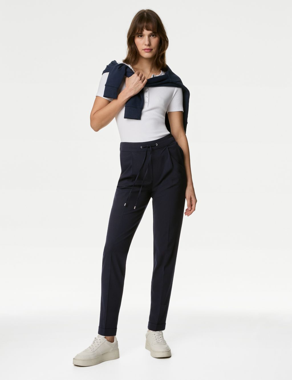 Drawstring Tapered Ankle Grazer Trousers image 1