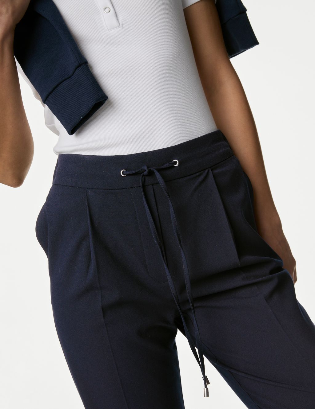 Drawstring Tapered Ankle Grazer Trousers image 3