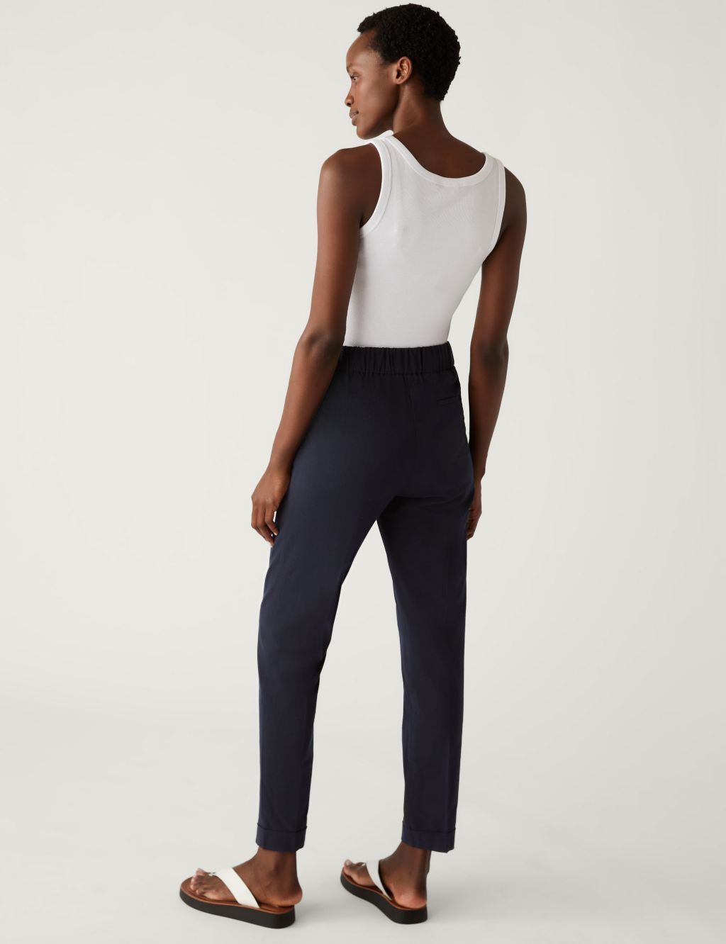 Drawstring Tapered Ankle Grazer Trousers image 6