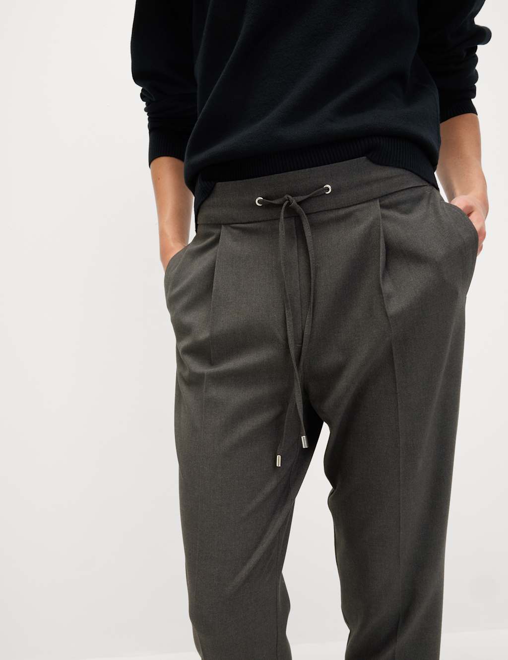 Drawstring Tapered Ankle Grazer Trousers