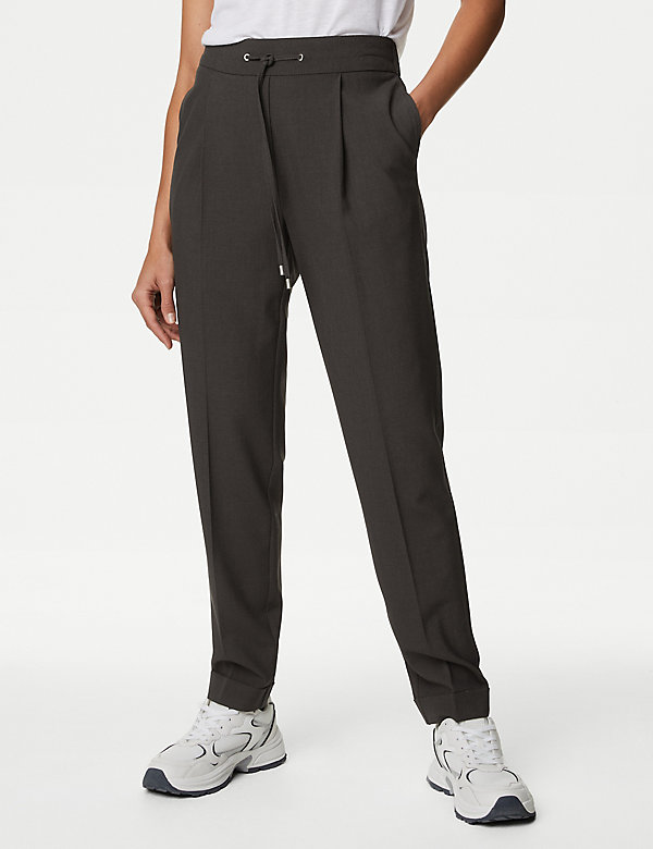 Drawstring Tapered Ankle Grazer Trousers - HK