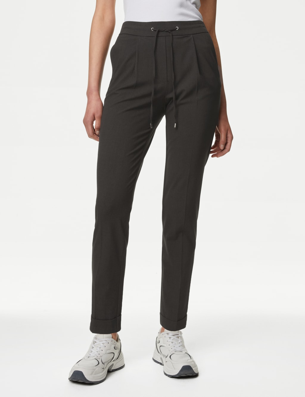 Drawstring Tapered Ankle Grazer Trousers image 4