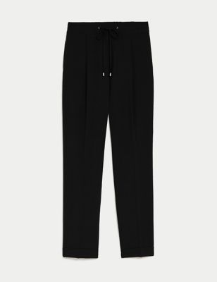 M&S Womens Drawstring Tapered Ankle Grazer Trousers
