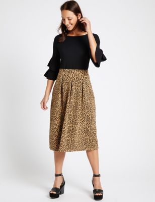 Leopard Print A-Line Skirt