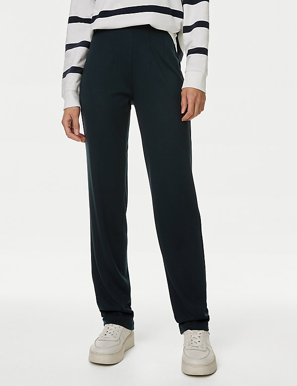 Jersey Straight Leg Trousers with Stretch - BE