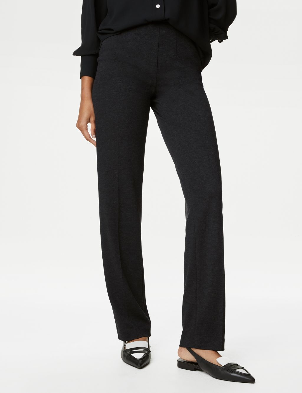 Jersey Straight Leg Trousers with Stretch image 3