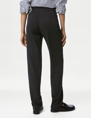 Jersey Straight Leg Trousers with Stretch