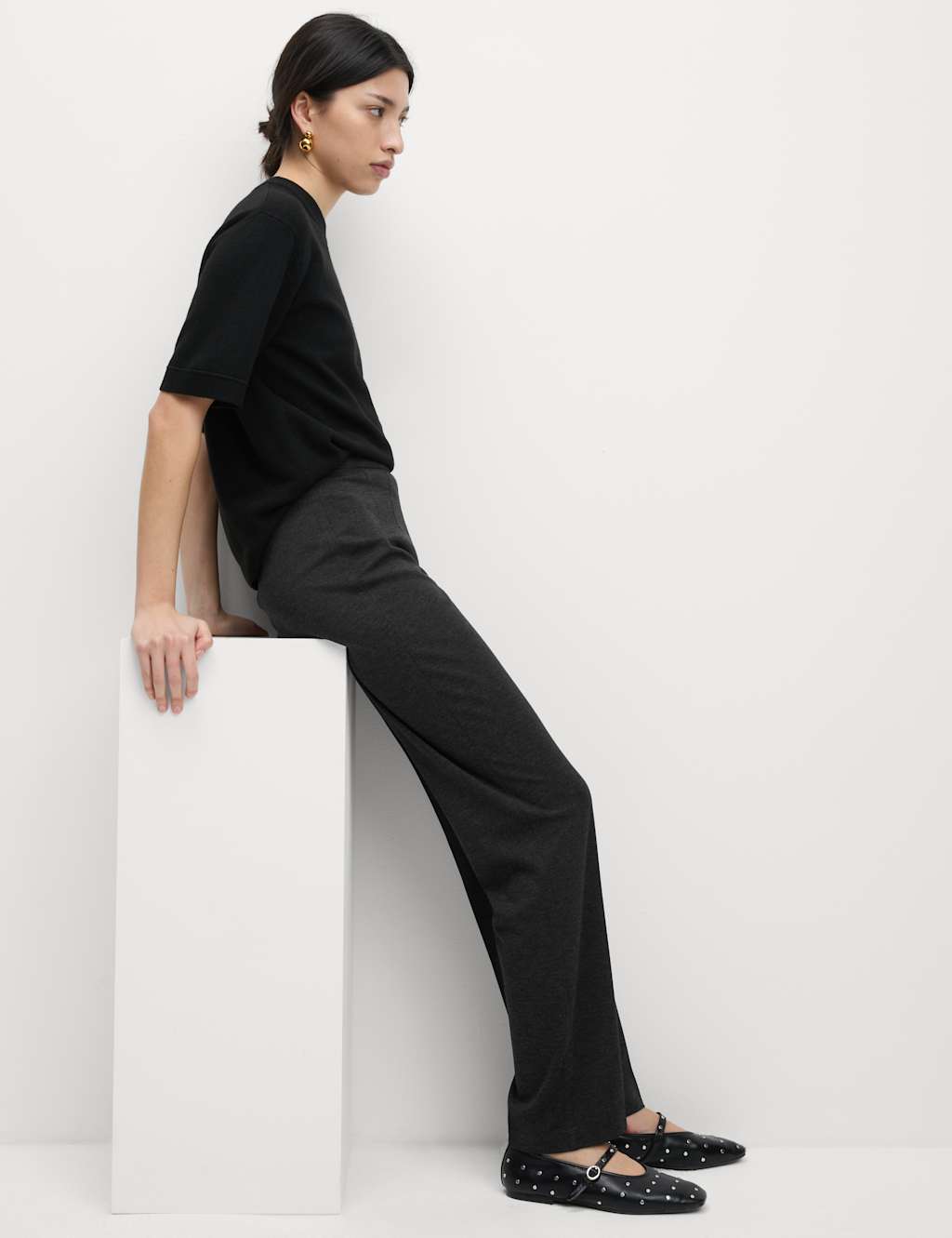 Jersey Straight Leg Trousers with Stretch image 4
