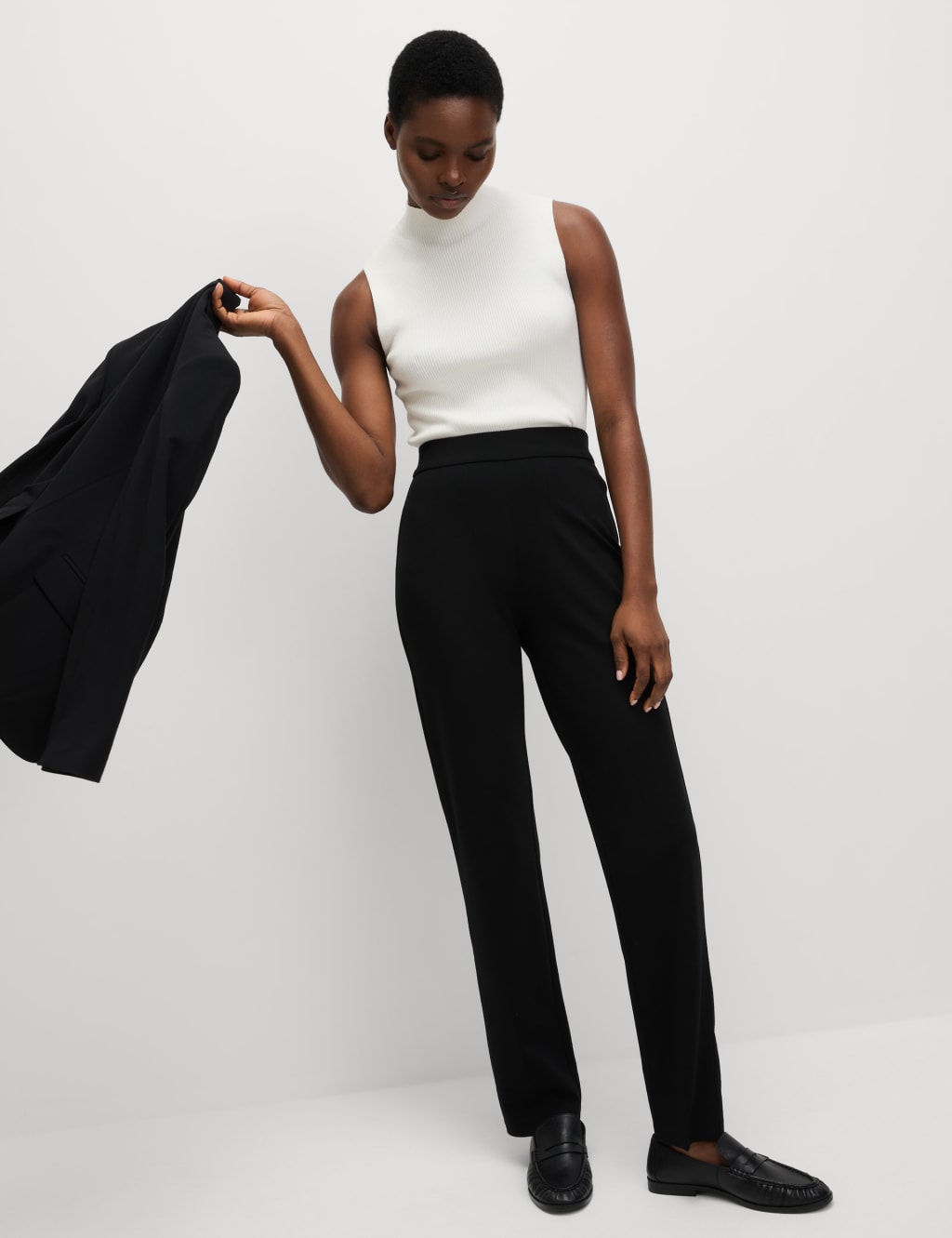 Jersey Straight Leg Trousers with Stretch image 4