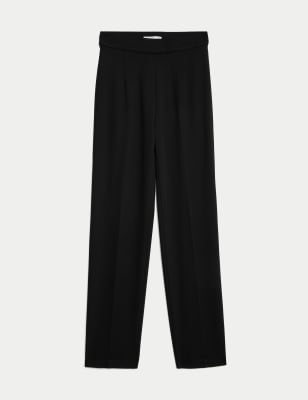 black straight leg trousers women's