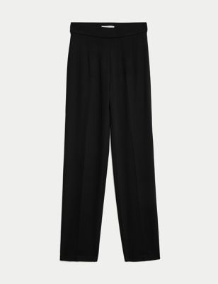 M&S Womens Jersey Straight Leg Trousers with Stretch