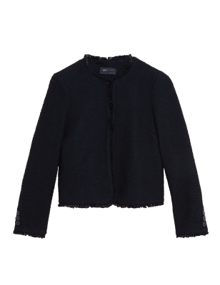 

M&S Collection Chaqueta corta de tweed sin cuelloWomens - Midnight Navy, Midnight Navy