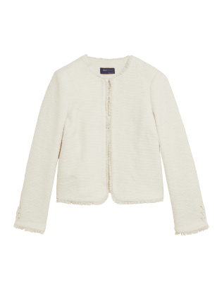 

Womens M&S Collection Tweed Collarless Short Jacket - Light Cream, Light Cream