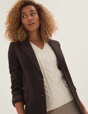 

Womens M&S Collection Wool Blend Relaxed Blazer - Chocolate, Chocolate