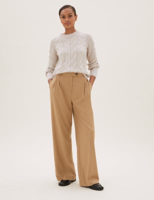 

Womens M&S Collection Pantalón de pata ancha con pinzas - Praline, Praline