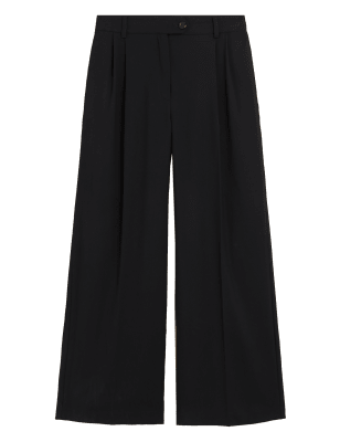 

Womens M&S Collection Pleat Front Wide Leg Trousers - Black, Black