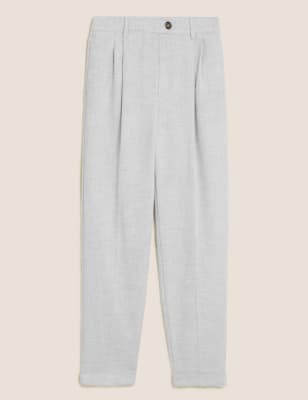 

Womens M&S Collection Schmal zulaufende, melierte Hose mit Bundfalten vorne - Grey, Grey