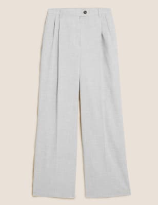 

Womens M&S Collection Melierte Hose mit Bundfalte vorne und weitem Bein - Grey, Grey