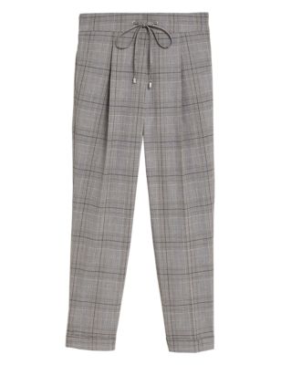 

Womens M&S Collection Checked Tapered Ankle Grazer Trousers - Grey Mix, Grey Mix