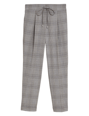 

Womens M&S Collection Schmal zulaufende knöchellange Hose mit Karomuster - Grey Mix, Grey Mix