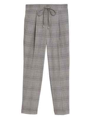 

Womens M&S Collection Checked Tapered Ankle Grazer Trousers - Grey Mix, Grey Mix