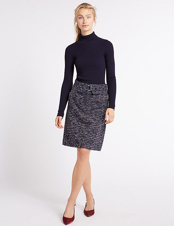 Textured Buckle A-Line Mini Skirt - LU