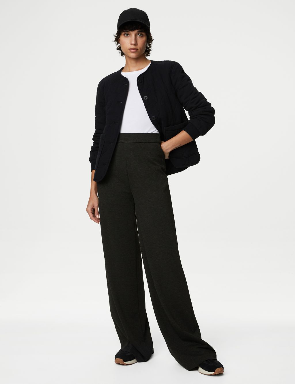 Jersey Wide Leg Trousers with Stretch image 1
