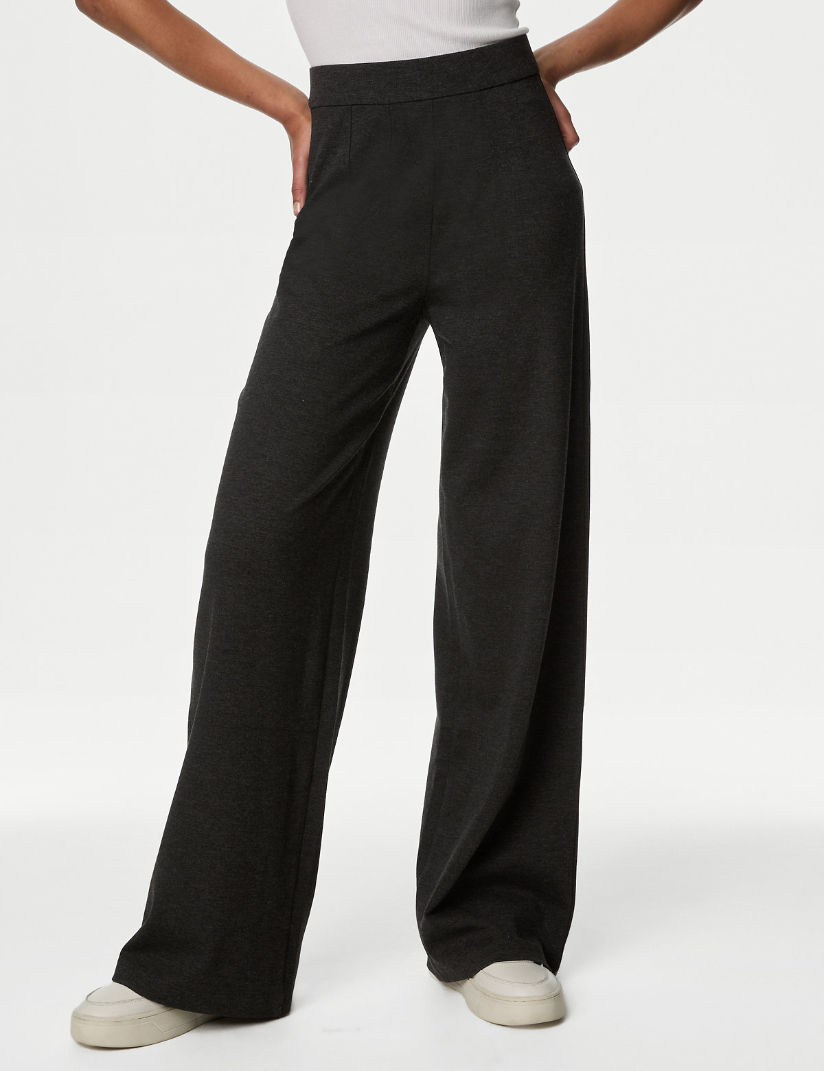Jersey Wide Leg Trousers with Stretch