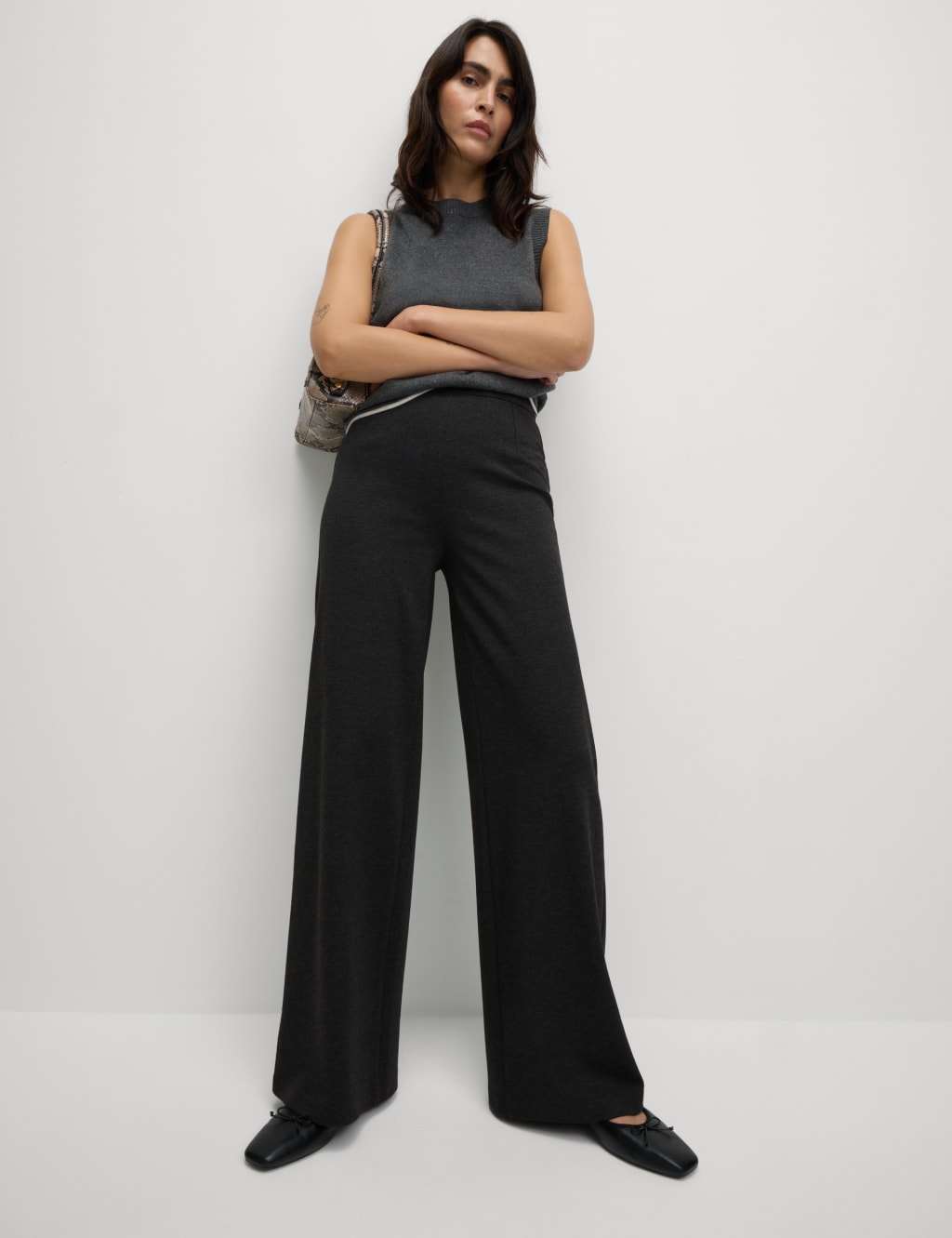 Jersey Wide Leg Trousers with Stretch image 4